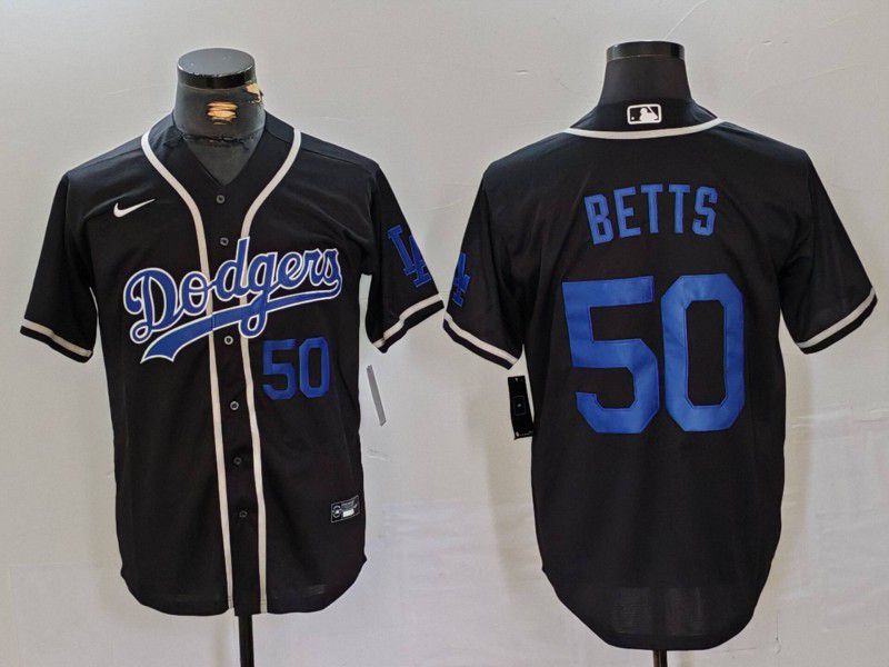 Men Los Angeles Dodgers 50 Betts Black Fashion Nike Game MLB Jersey style 44